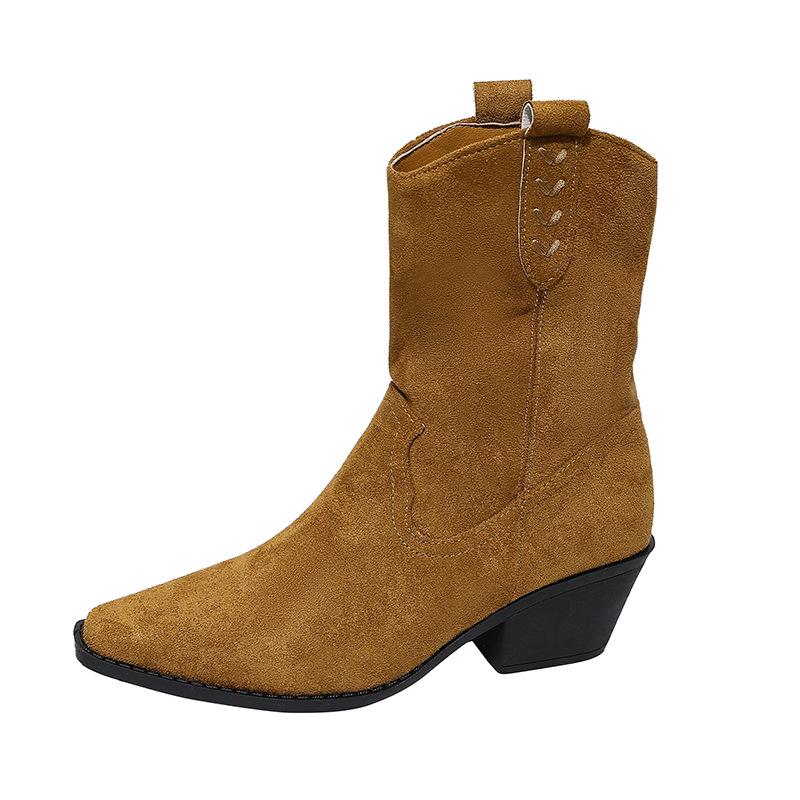 Retro pointed thick heel two wear boots women's boots 2025 new autumn with skirt thin western cowboy boots