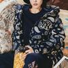 MLB FW22 Cashew Print Zipper Drawstring Hooded Down Jacket Short Unisex Jacket Deep-Navy 3ADJI0126-50NYD