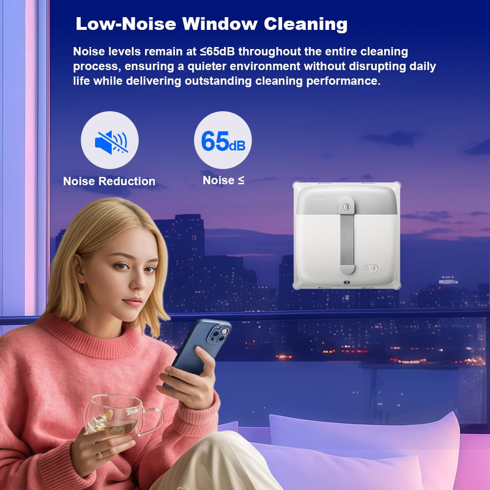 Fensterputzroboter Liectroux G9, 2 vibrierende bionische Arme, 8-Wege-Wasserpumpen-Sprüher, 10000 Pa, funktioniert rahmenlos, App, Sprachansagen