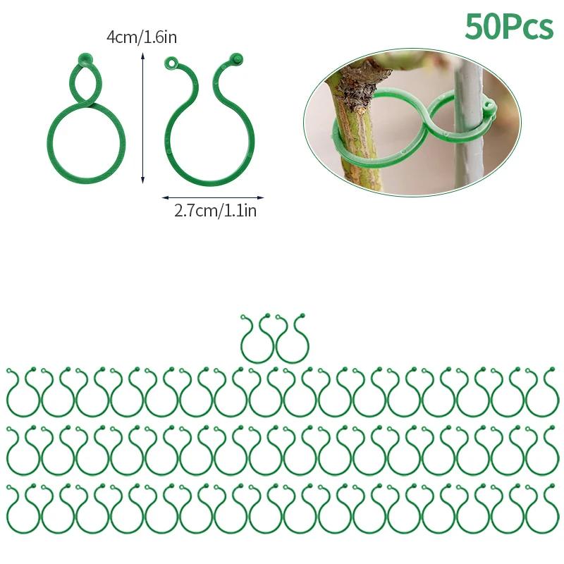 20/50/100Pcs Plastic Garden Vine Strapping Clips Tie Plant Bundled Buckle Ring Garden Tomato Grapevine Hook Plants Support Tool