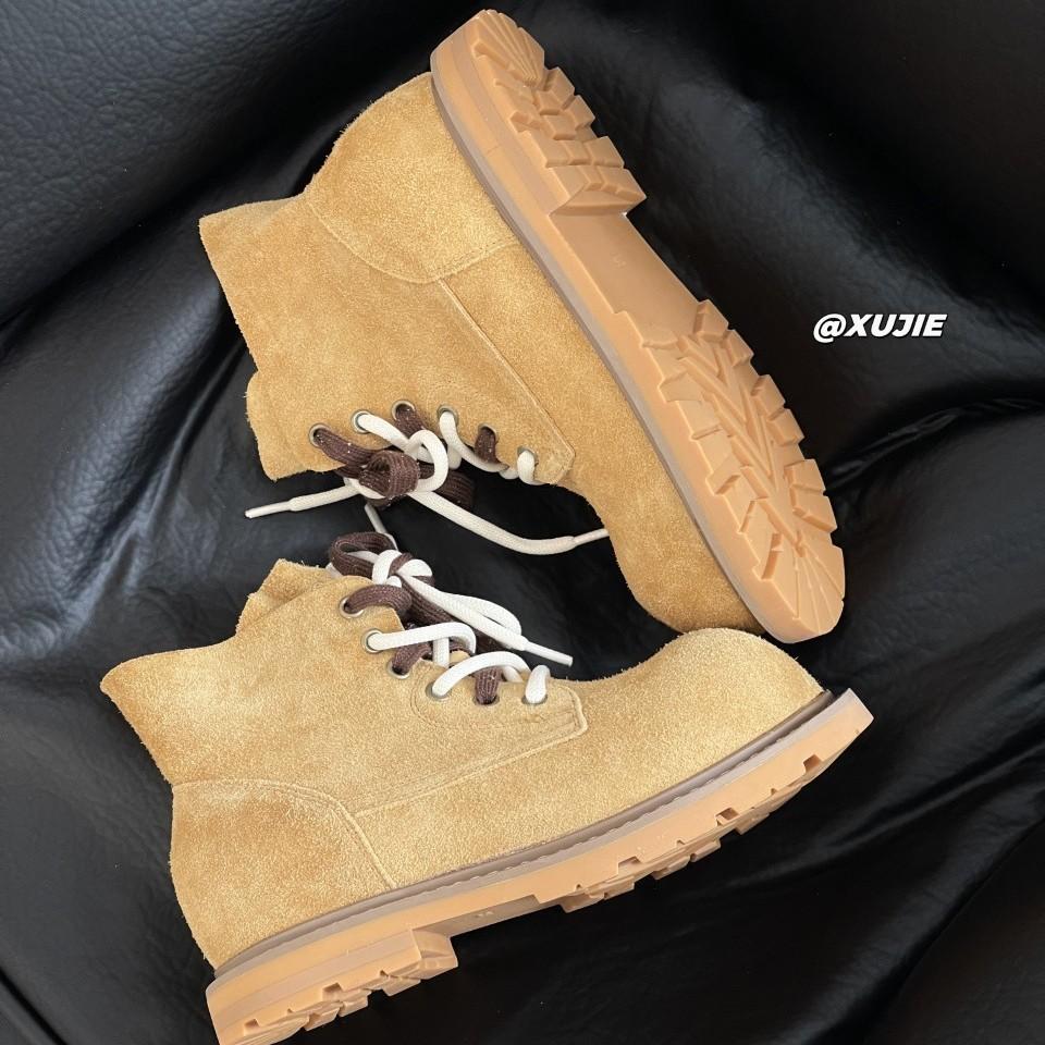 Leather thick-soled Martin boots women's autumn new retro casual short boots rhubarb boots