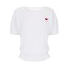 SELLY'S Red Heart Embroidered Punched Short Sleeve Knit_I6B-Ckn006