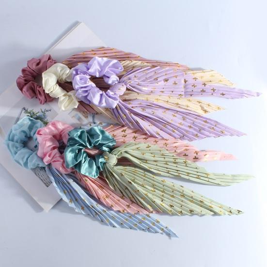 Hair Rope Handmade Pleated Bowknot Design Hair Tie Retro Style Hair Fixing Band Dating Party Wear Hair Accessory