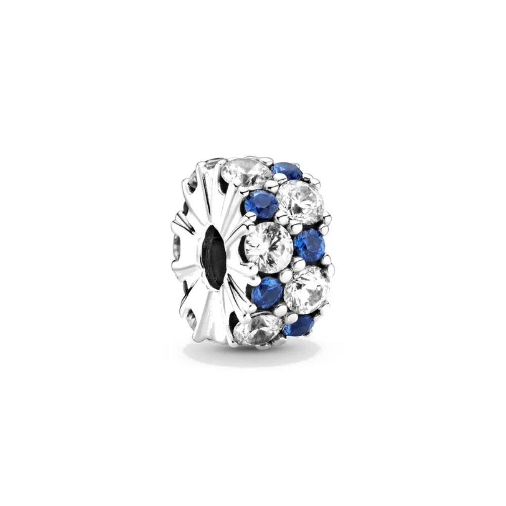 New Shining Zircon Love Heart Spacer Bead 925Silver Pendant for DIY Bracelet Flower Charm Women Jewelry Making