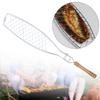 Fish Grilling Basket Practical with Wooden Handle for Camping Shrimp Outdoor Flat