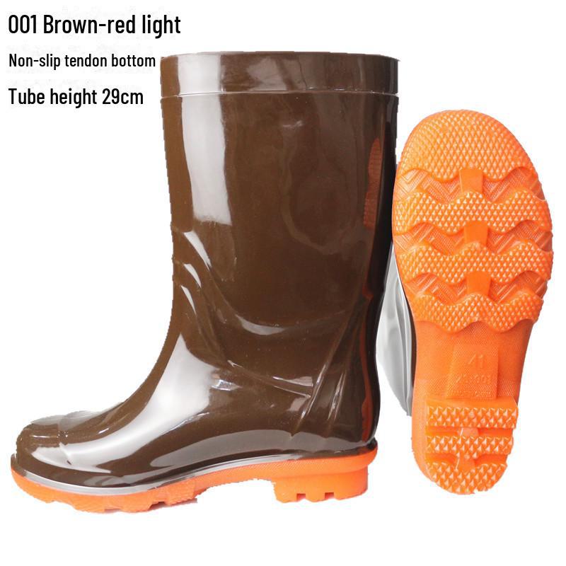 Men's PVC Waders with Non-Slip Rubber Boots and Cowhide Bottom Waterproof Rain Shoes