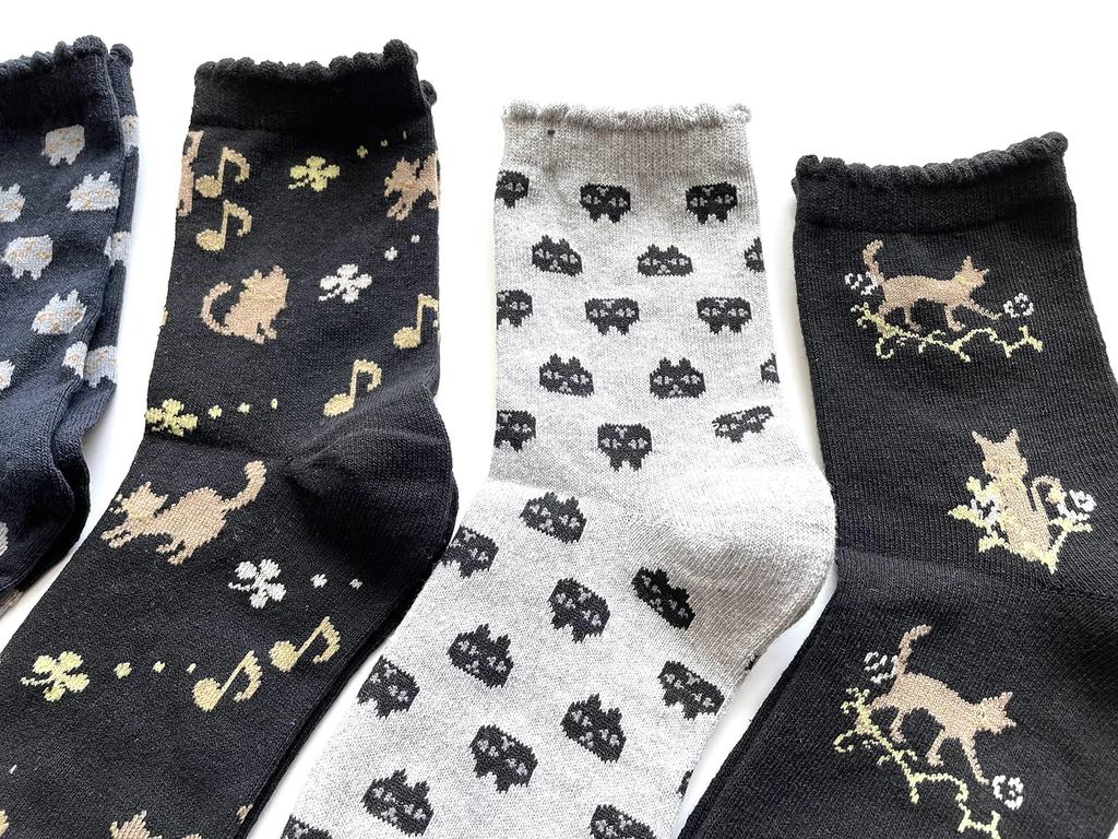 Cat Print Socks Cute and Set of Your Women's Set, Stylish, 5-Pair (Pattern Choice)