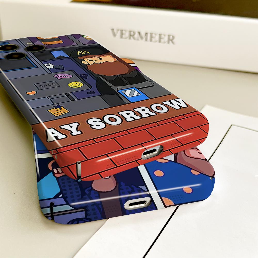 For iPhone 16 Samsung S23 S22 A13 A23 A52 A33 Huawei Honor Xiaomi Redmi OPPO Vivo Cartoon Old Man Design Full Lens Protect Hard Shockproof Back Case