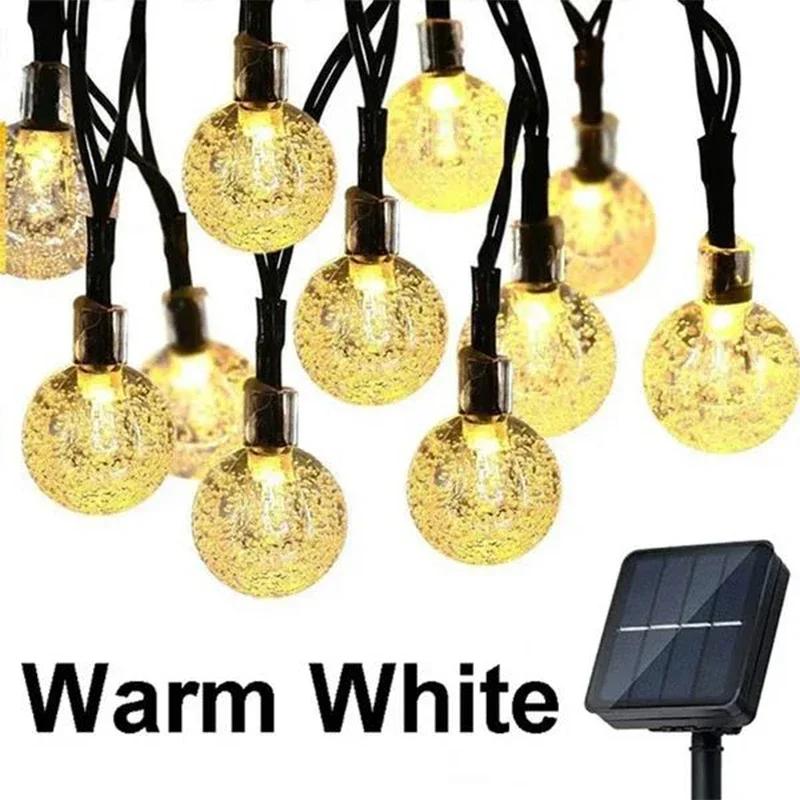 

Solar Fairy Lights Outdoor Warm White 8 Modes IP65 Waterproof Crystal Ball String Light for Garden, Patio, Yard, Party, Wedding 20LED(5M) теплый белый