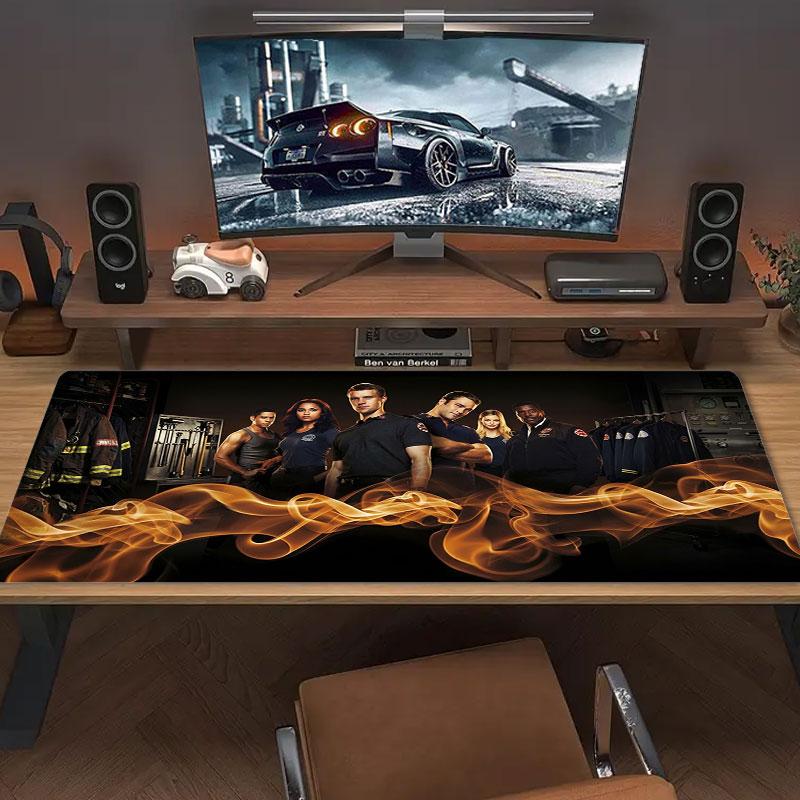 Chicago Fire Large Size Mouse Pad Large Gaming Table Cushion Nonslip Laptop Tablet Big Mousepad Xxl Mat Mini Pc Playmat With Lock Edge