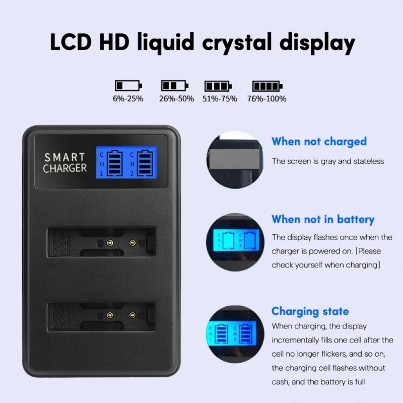 Portable LCD Micro USB Chargers for Olympus D750, SH21, SP800UZ, Battery Convenient Double Slot Charger Repalcement