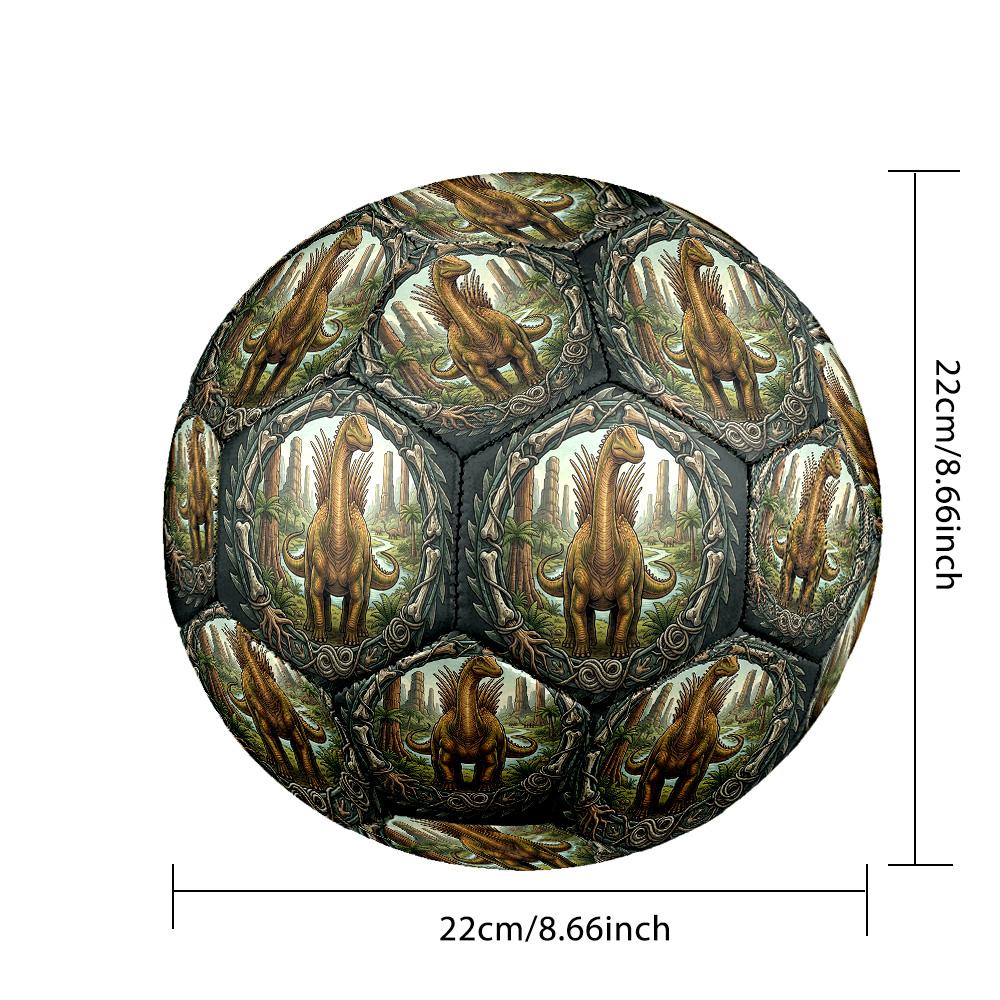 Prehistoric Dinosaur Kingdom Round Football Size 5 Adult Ball Suitable for Training Matches and Outdoor Team.