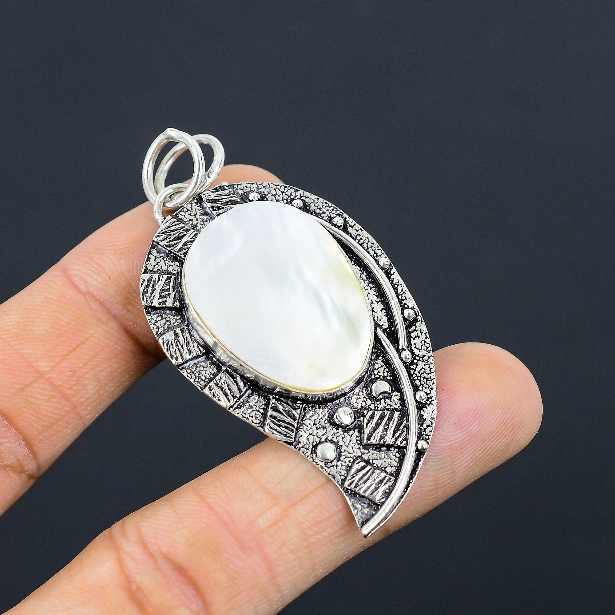 

Mothers day Deal Mother Of Pearl Stone Sterling Silver June New Pendant Jewelry
