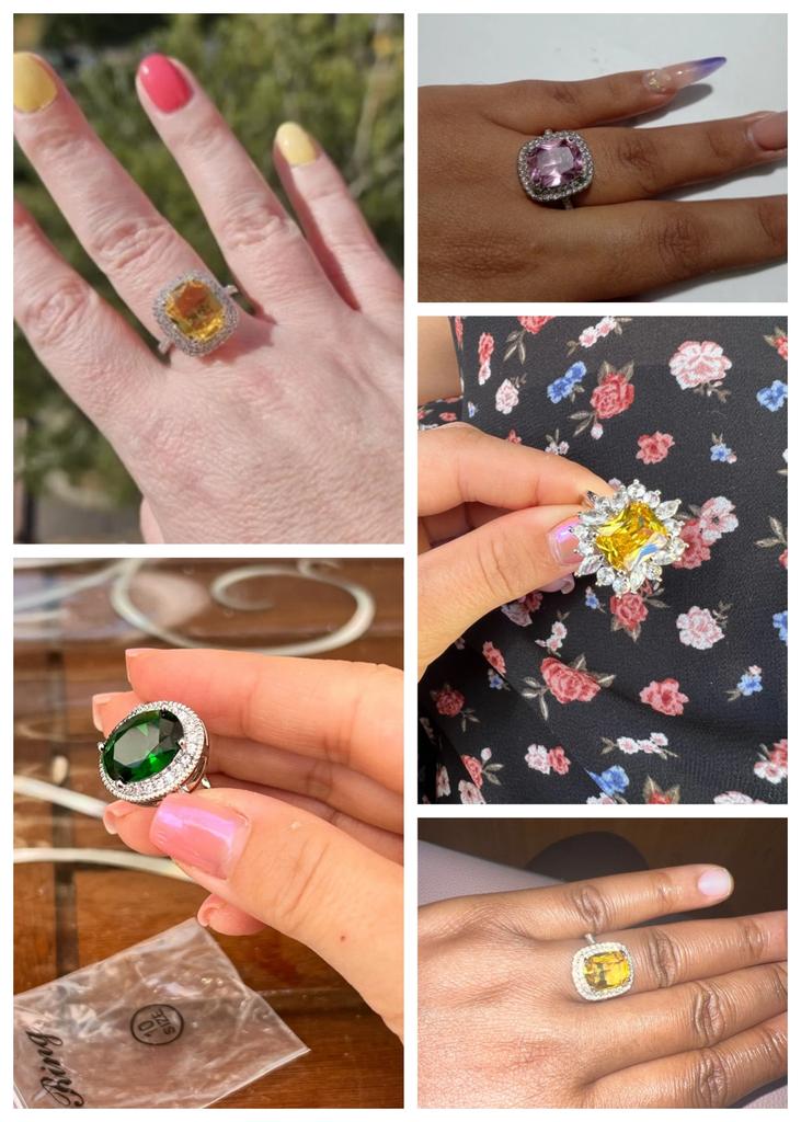 Personality Big Pink Cubic Zirconia Wedding Rings for Women Romantic Bridal Marriage Ceremony Party Rings Fashion Jewelry