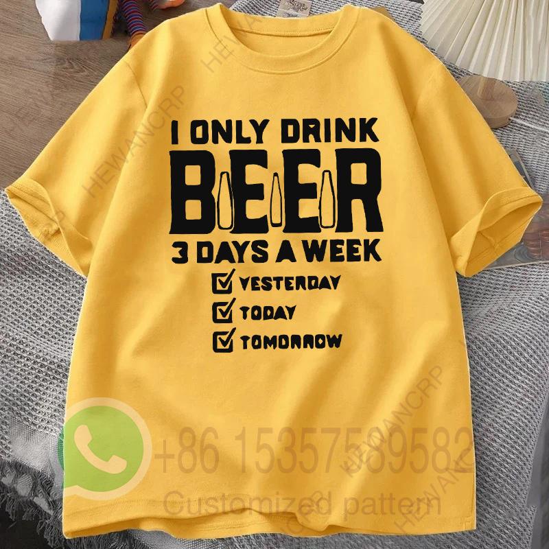 Ich trinke nur 3 Tage die Woche Bier Herren Trainingsanzug T-Shirt Baumwolle Lässig Sportbekleidung Rundhals Pullover Kurzarm Sommer Streetwear