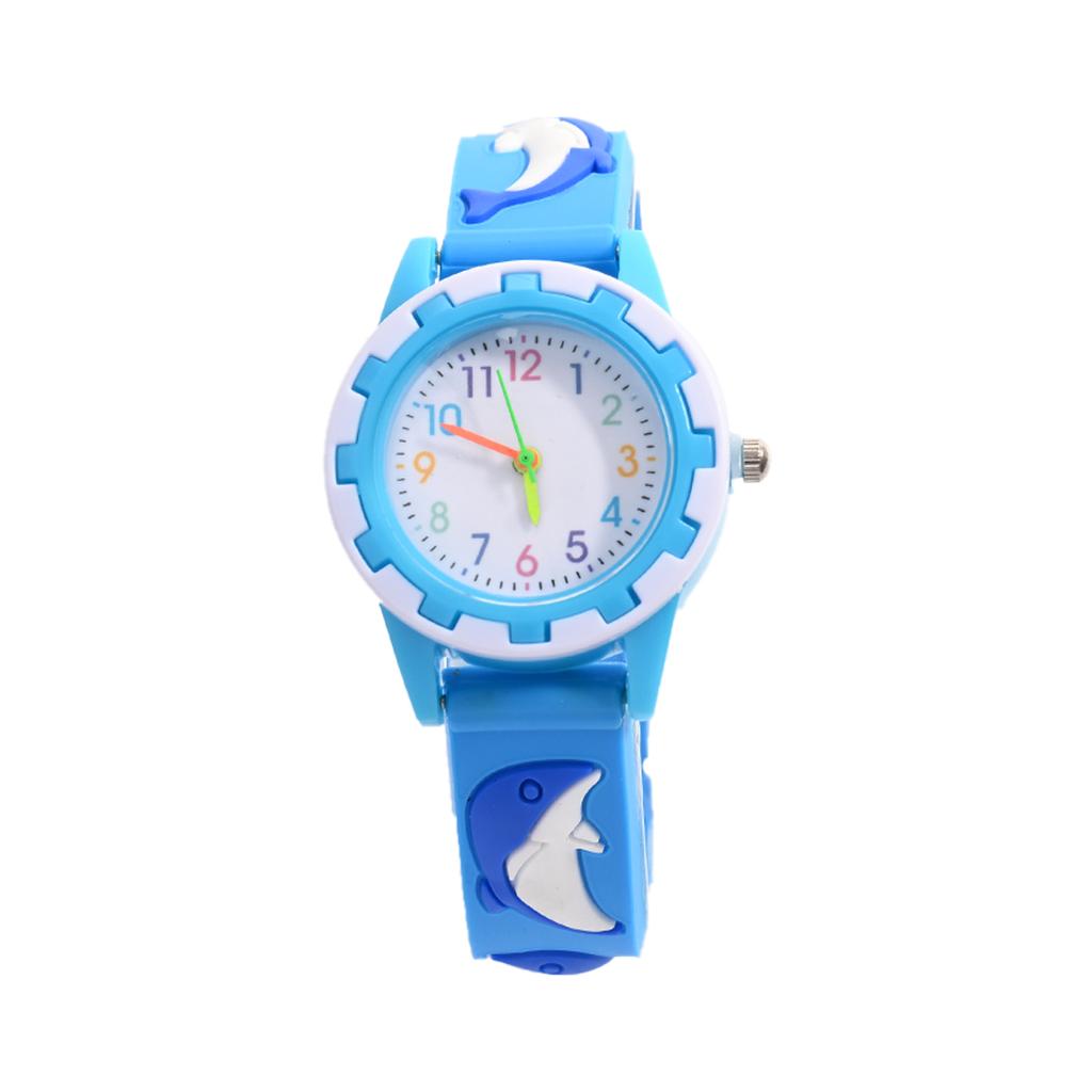 Cute Dolphin Silicone Watch Strap with Colorful Hands and Markers for Children, Suitable for Daily Wear and Christmas Gifts