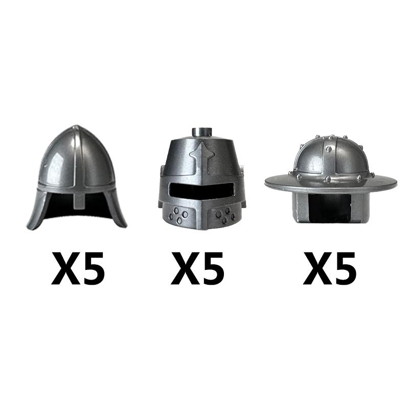 Medieval Knight MOC Building Block Helmet Mask Soldier Weapon Short Trident Shoulder Armour Vest Gun Hoe Axe Sword Toy Gift K049