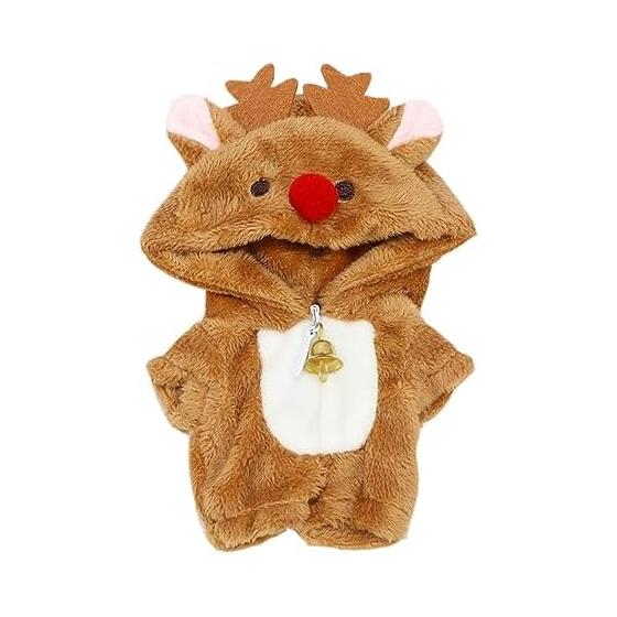 niannyyhouse 10cm stuffed toy clothes dinosaur shark jumpsuit coverall dress-up cotton doll accessories (brown)