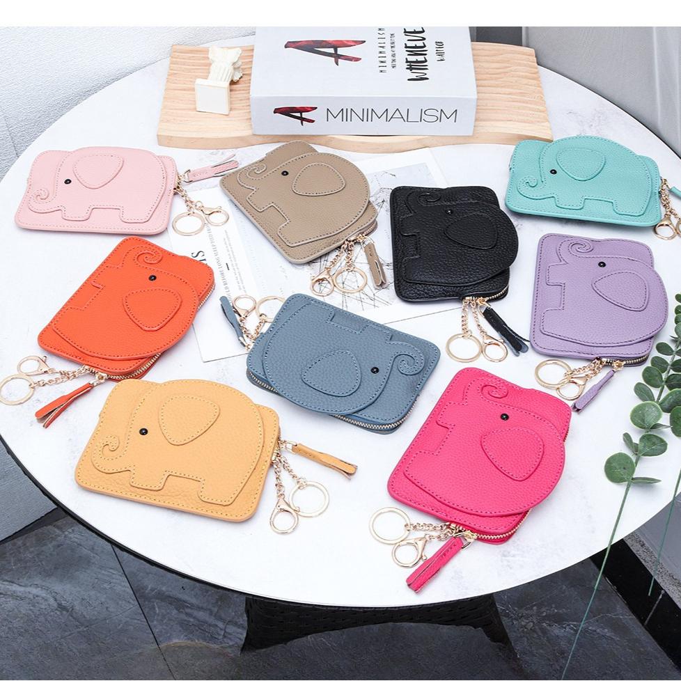Animal Elephant Shape Coin Purse with Hanging buckle Fashion Women Genuine Leather Chic Clutch Coin Organizer for Girls