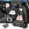 Car Back Seat Organizer with 2 Drink Cup Holder - Tissue Box and Storage Box Hook - Multi-Functional Storage - Great for Kids and Travel (Beige)