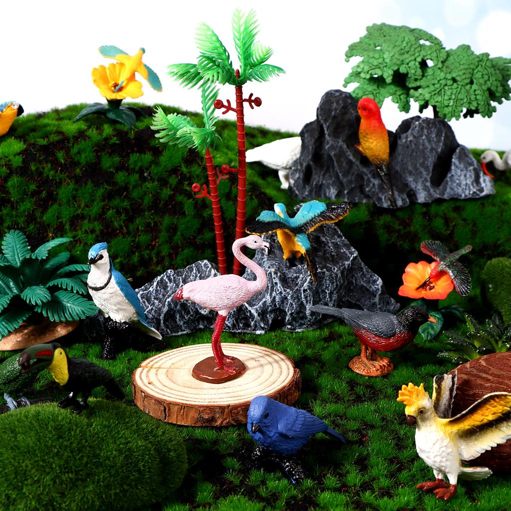 30 Pcs Realistic Bird Animals Figurines Mini Bird Figures Model Eagle Parrot Robin Owl Plastic Bird Figures Toys Fairy Garden Ac