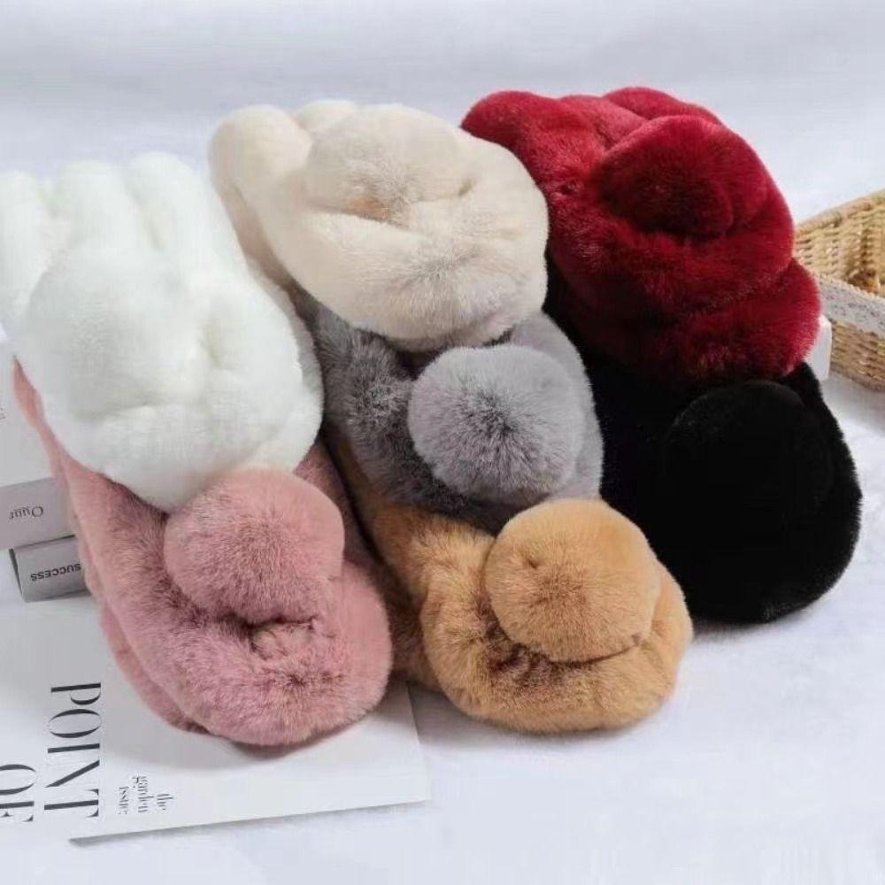 Neckerchief Rabbit Fur Neck Scarf Solid Color Plush Neck Warmer Autumn/Winter