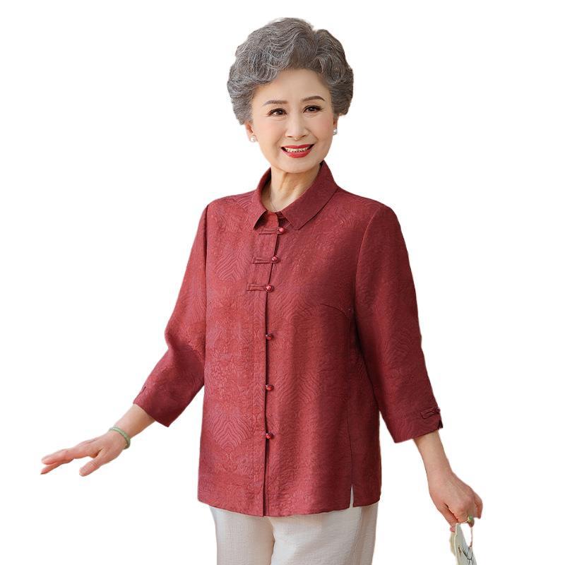 Women's Tencel Seven-Point Sleeve Top for Spring/Summer - High-End Grandma and Mom Style