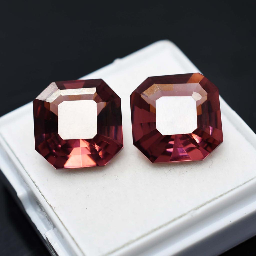 Padparadscha Sapphire Natural 18 Ct Square Pair Certified Stunning Gemstone