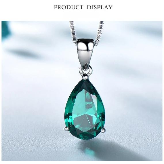 100% 925 Sterling Silver Pendant  Necklace for Women High Quality Gemstone Simple Blue Emerald Wedding Party Fine Jewelry Gift