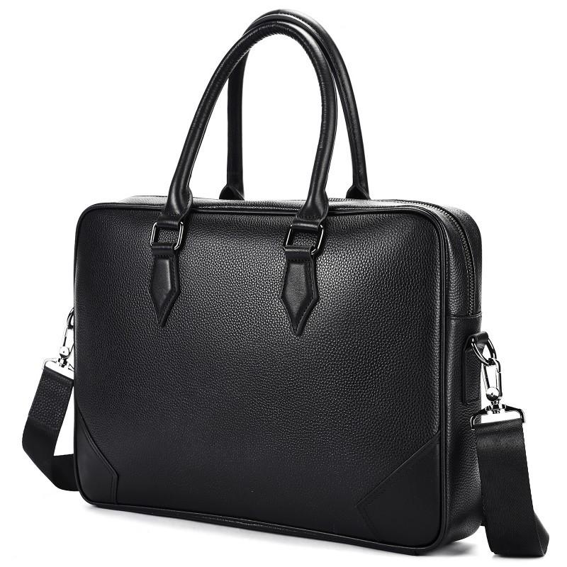 Genuine Leather Briefcase Men Business Casual Handbag Top Layer Cowhide Large Capacity Lawyer s Foreskin 39.5cmx7cmx29cm