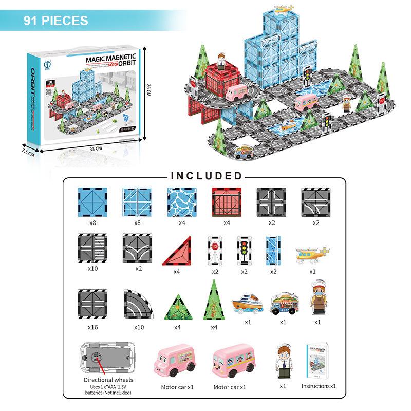 Magnetic Rail City Engineering & Firefighting Building Blocks: Interactive Educational Toy for Kids