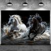 Majestic Black White Horse Tapestry, Animal Theme Wall Art For Photo Booth And Seasonal Home Decor