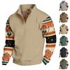 Men's Print Western Hoodie Long Sleeve Pullover Sweatshirt Casual