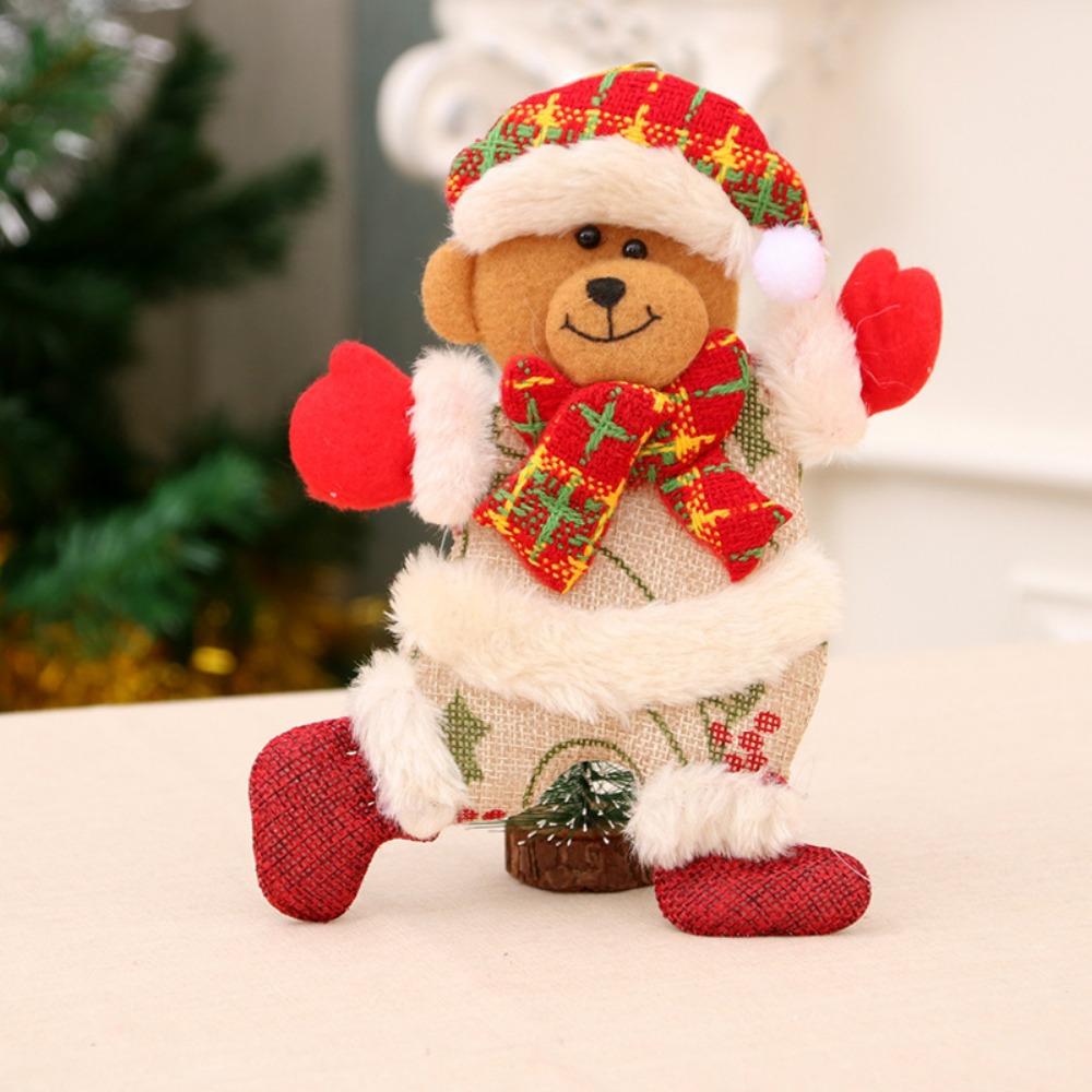 New Christmas Gift Santa Claus Snowman Deer Plush Doll Ornamental Small Pendant Christmas Tree Hanging Decorations Accessories