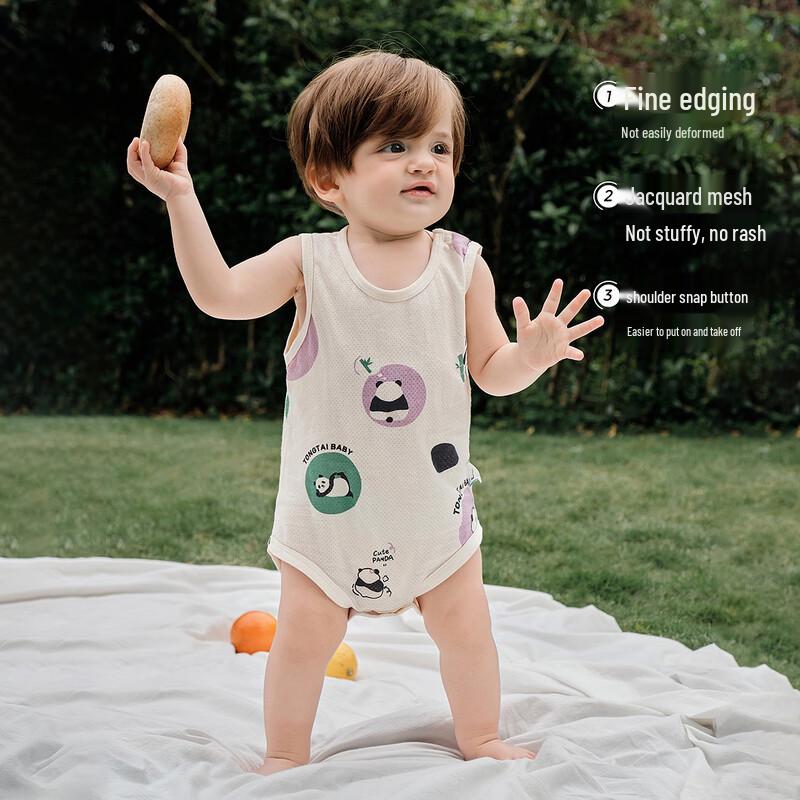 Tongtai Baby Sleeveless Jacquard Mesh Bodysuit