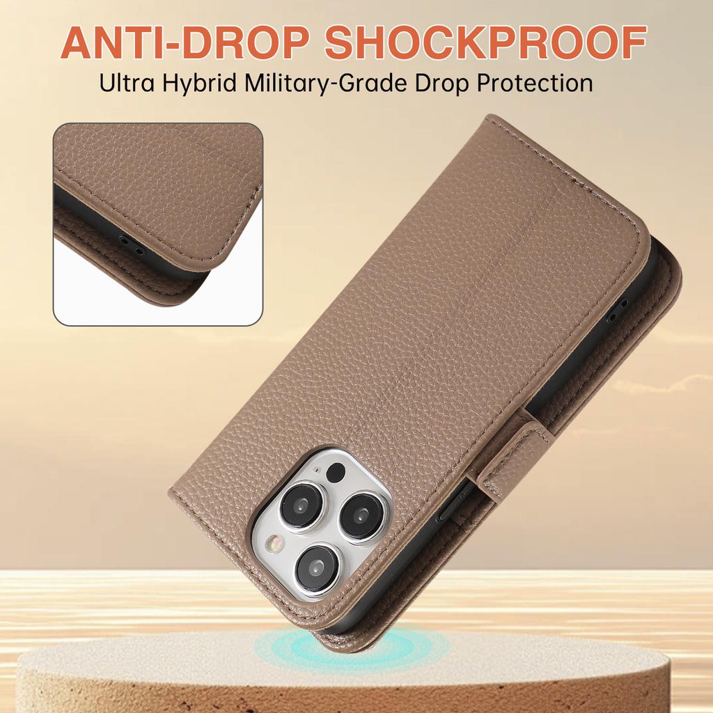 Wallet Case for Apple iPhone 17 ProMax- Zipper Crossbody Adjustable Lanyard Mirror Flip Shockproof Full Cover on iPhone 17/16/15/14/13/12/11/Plus/Pro