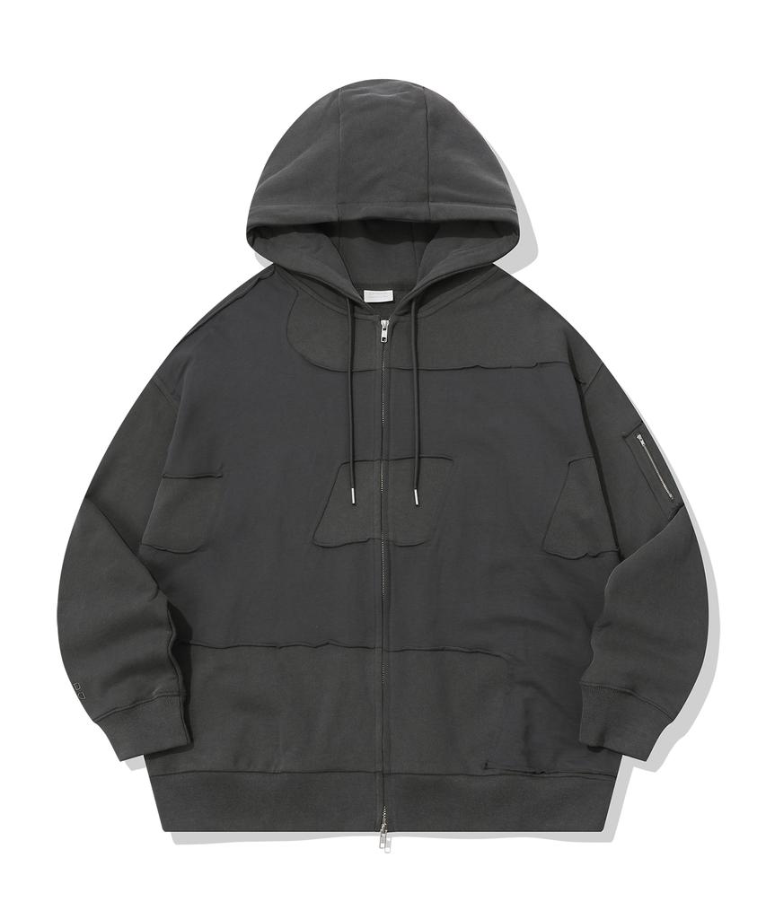 Episode Untitled Symbol Match Pigment Zip-Up Hoodie_Charcoal