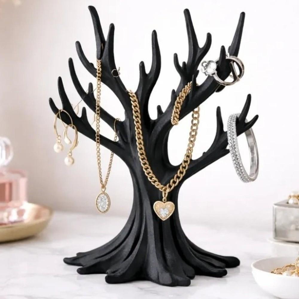 Retro Tree Shaped Jewelry Display Stand Plastic Standing Jewelry Organizer Branch-Shaped Tree Ornaments Vanity Table