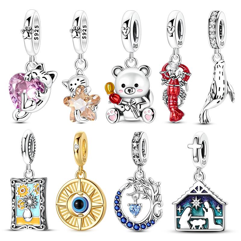 New Authentic Charm Bead Charms copper Sunflower Star Shape Moon Cat Dangle Charm Bead Charms Ideal For Bracelets Women Girl Fine Do It Yourself Jewel