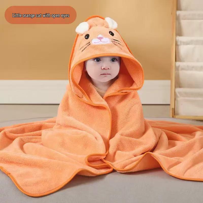 Children's Quick-Drying Coral Fleece Hooded Bathrobe Cloak Towel