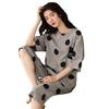 Women's Summer Korean Cartoon Pajama Set - Short-Sleeved Top with Seven-Point Pants