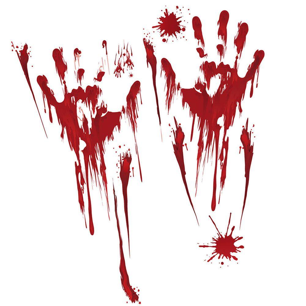 Creepy 3D Widnow Decor Blood Handprint Horror Finger Foot Wall Stickers Halloween Decor