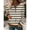 Womens V-Neck Half-Zip Long Sleeve Oversized Hoodie With Geometric Print Casual Comfort Fit 2025