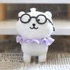 Puppenanhänger mit Brille Denkender Bär Puppe Schlüsselanhänger Anhänger Schultaschenzubehör Weicher Samt