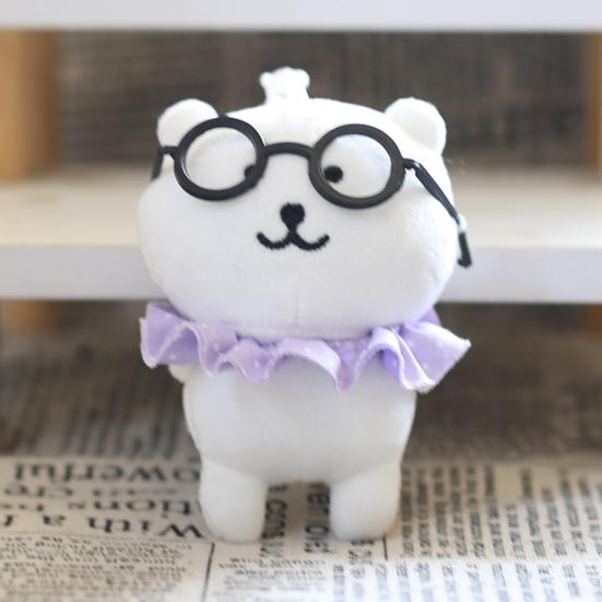 Puppenanhänger mit Brille Denkender Bär Puppe Schlüsselanhänger Anhänger Schultaschenzubehör Weicher Samt