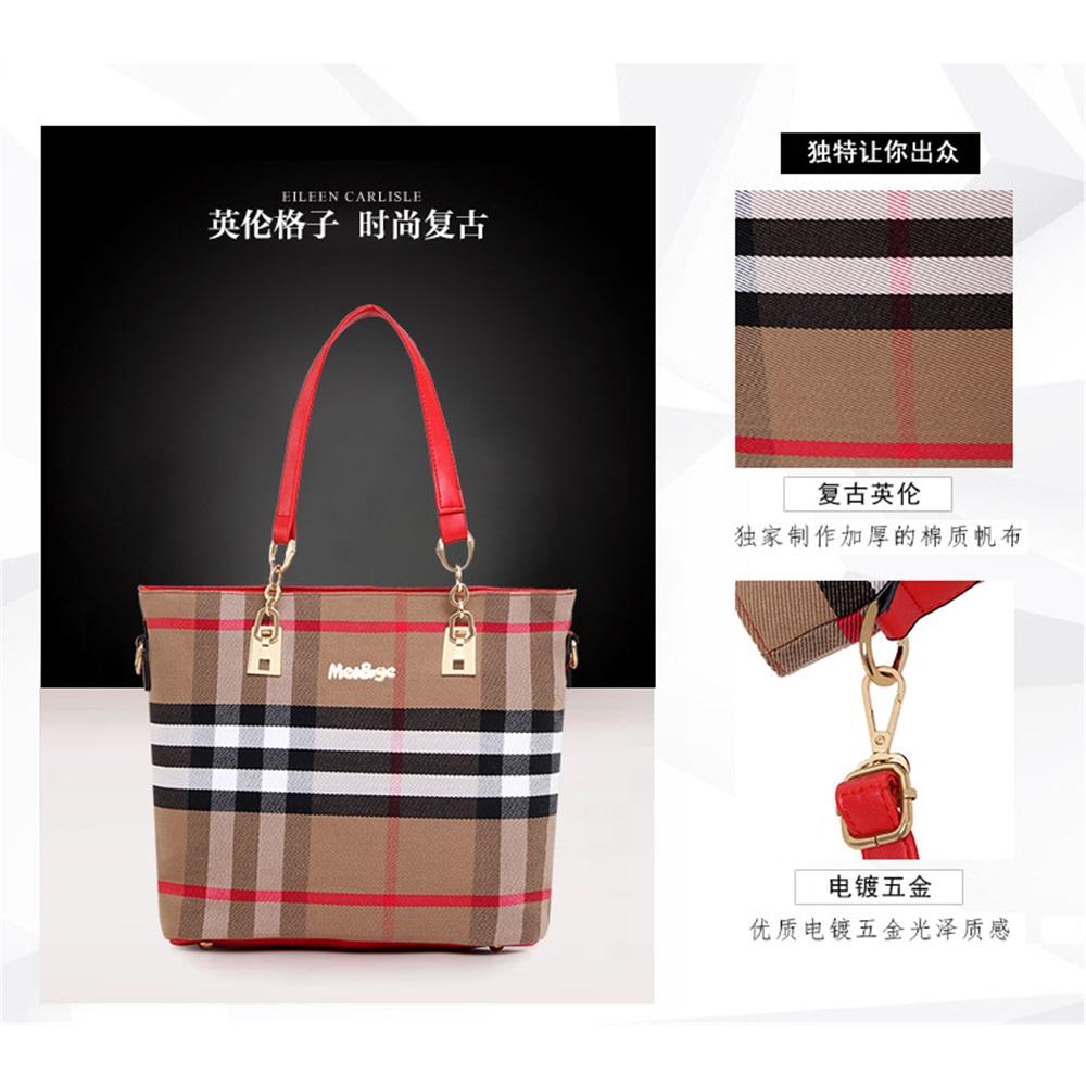 Karierte Leinwand Schwiegermuttertasche Sechs-teiliges Set Hand-Schultertasche Damen-Tasche