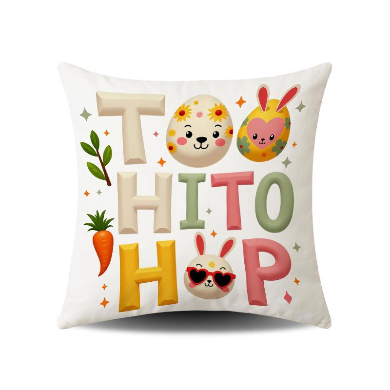 

Easter Bunny Flowers Cross Multi-Element Home Festive Atmosphere Sofa Bedroom Cushion Cover linen-45x45cm double-sided [without pillow core]