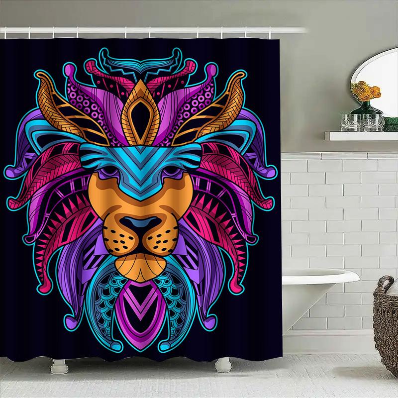 

Tuniu Colorful Lion Face Decorative Shower Curtain Psychedelic Art Bathroom Decor Unique Wall Art Shower Curtain W60H190(CM)-1 Pcs