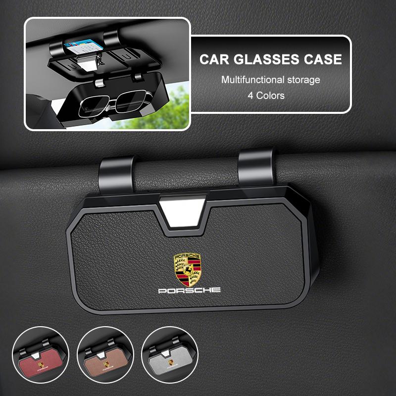 Car Visor Sunglasses Case Holder Clip Goat Eyeglasses Hanger For Porsche Cayenne Panamera Macan Boxster Cayman 718 911 Sticker
