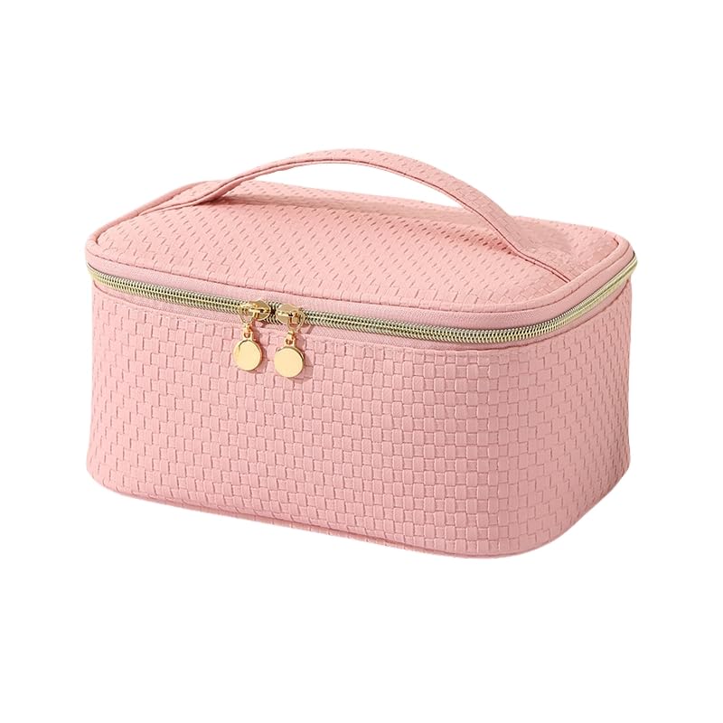 Aylashine Makeup Cosmetic Storage Woven Style Portable Cosmetic Large Capacity Flip for Multiple Colors Portable Travel Waterproof Multifunctional